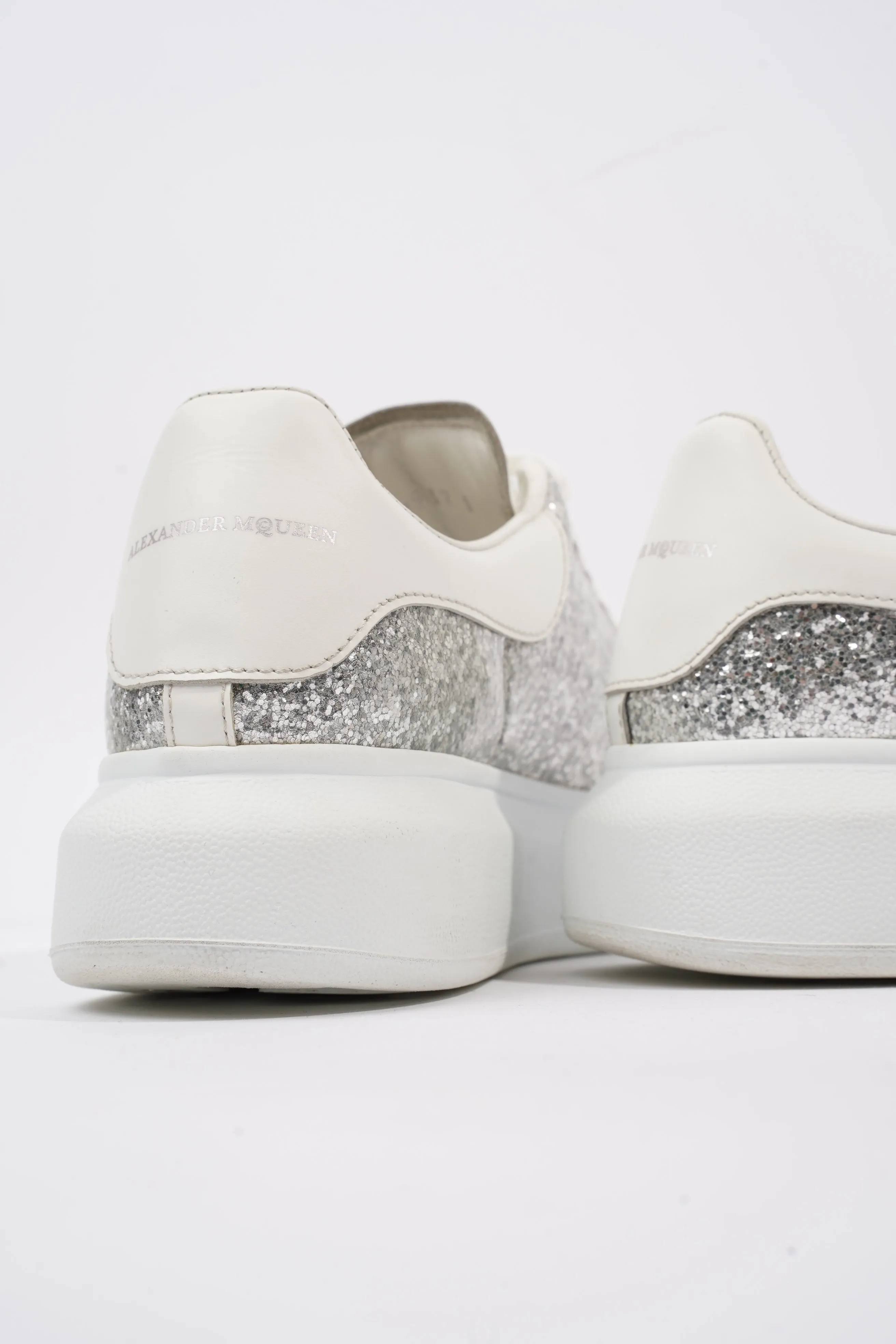 Alexander McQueen Oversized Sneaker Silver Glitter / White Leather EU 37 UK 4