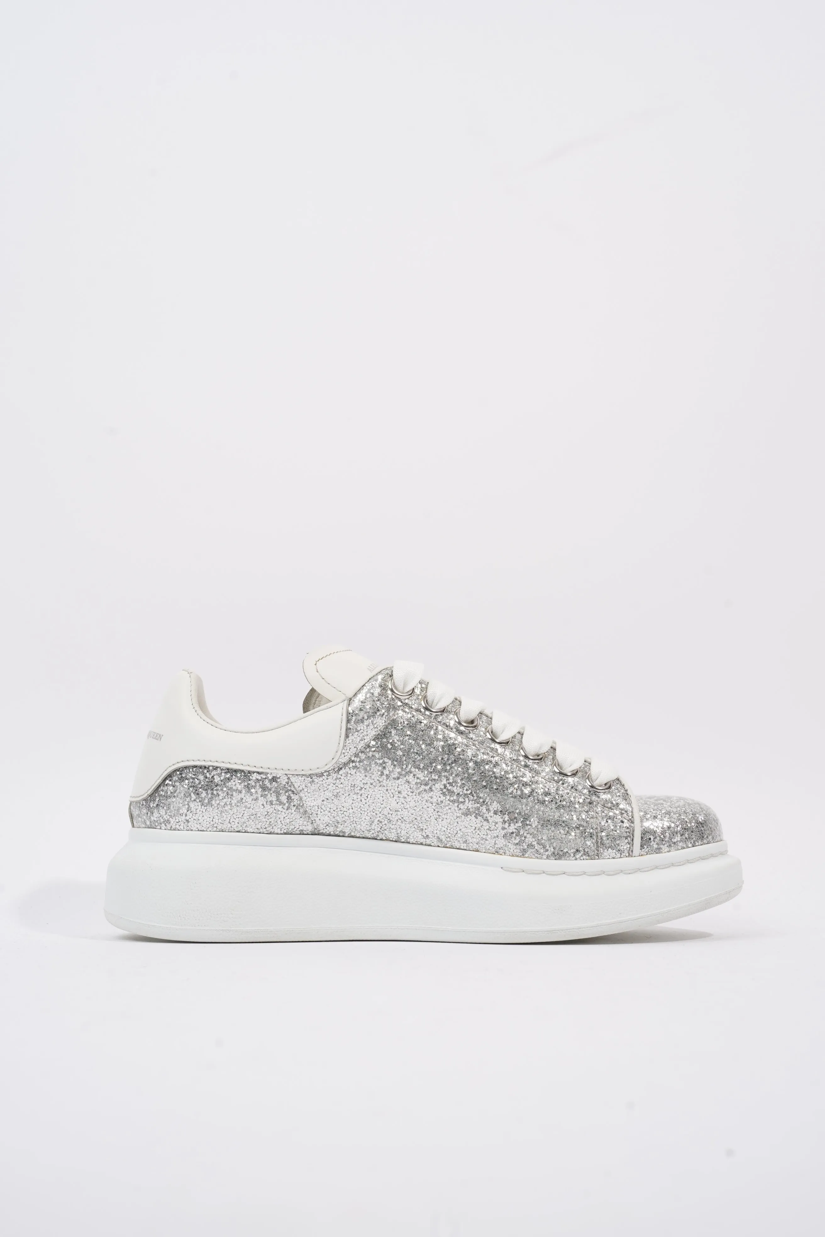 Alexander McQueen Oversized Sneaker Silver Glitter / White Leather EU 37 UK 4