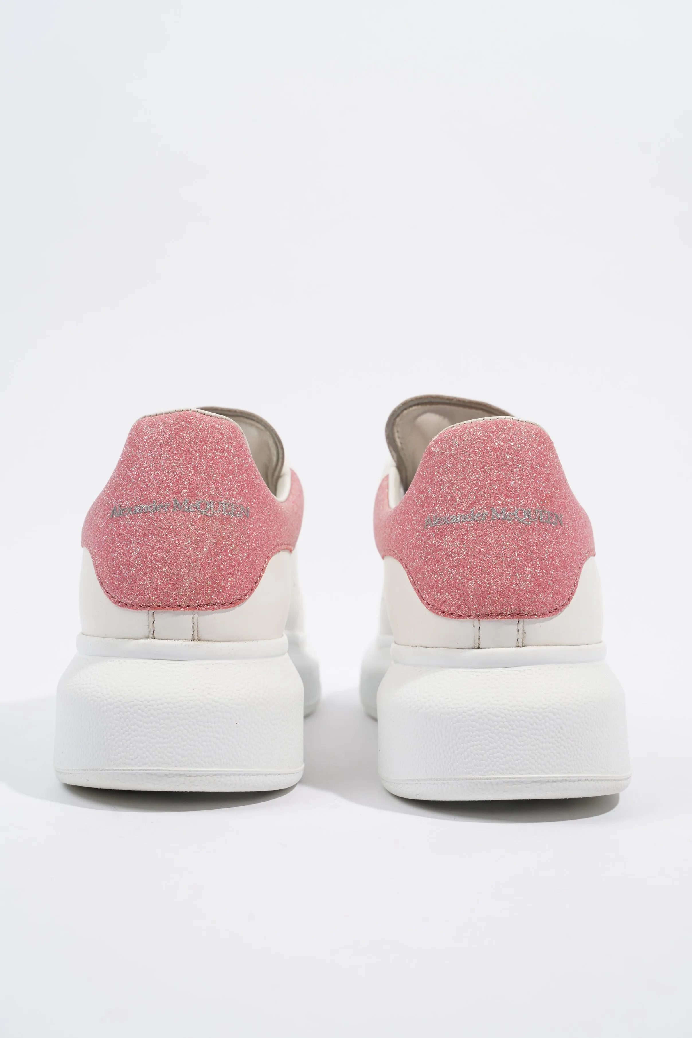 Alexander McQueen Oversized Sneaker White / Pink Glitter Tab Leather EU 36 UK 3