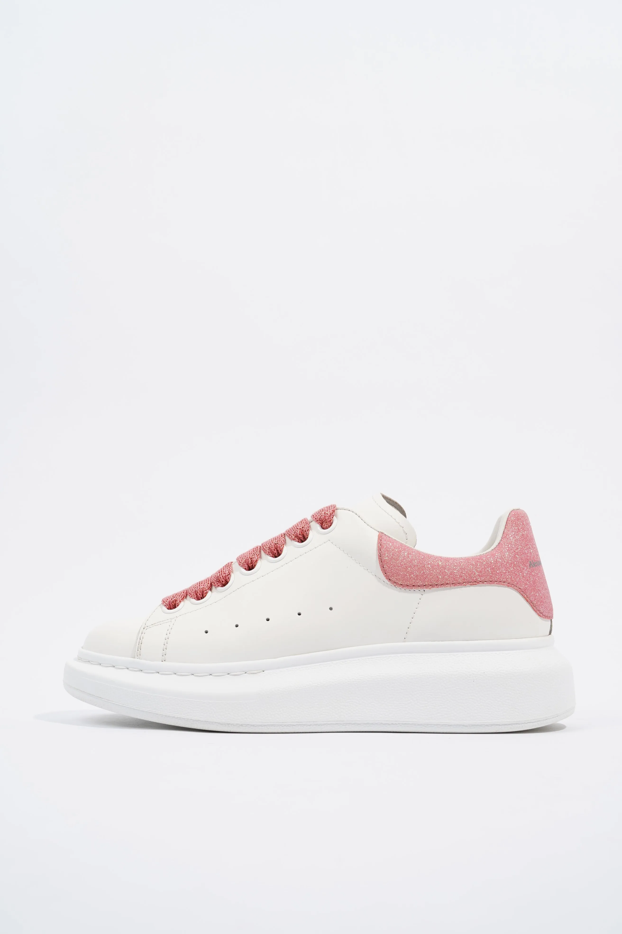 Alexander McQueen Oversized Sneaker White / Pink Glitter Tab Leather EU 36 UK 3