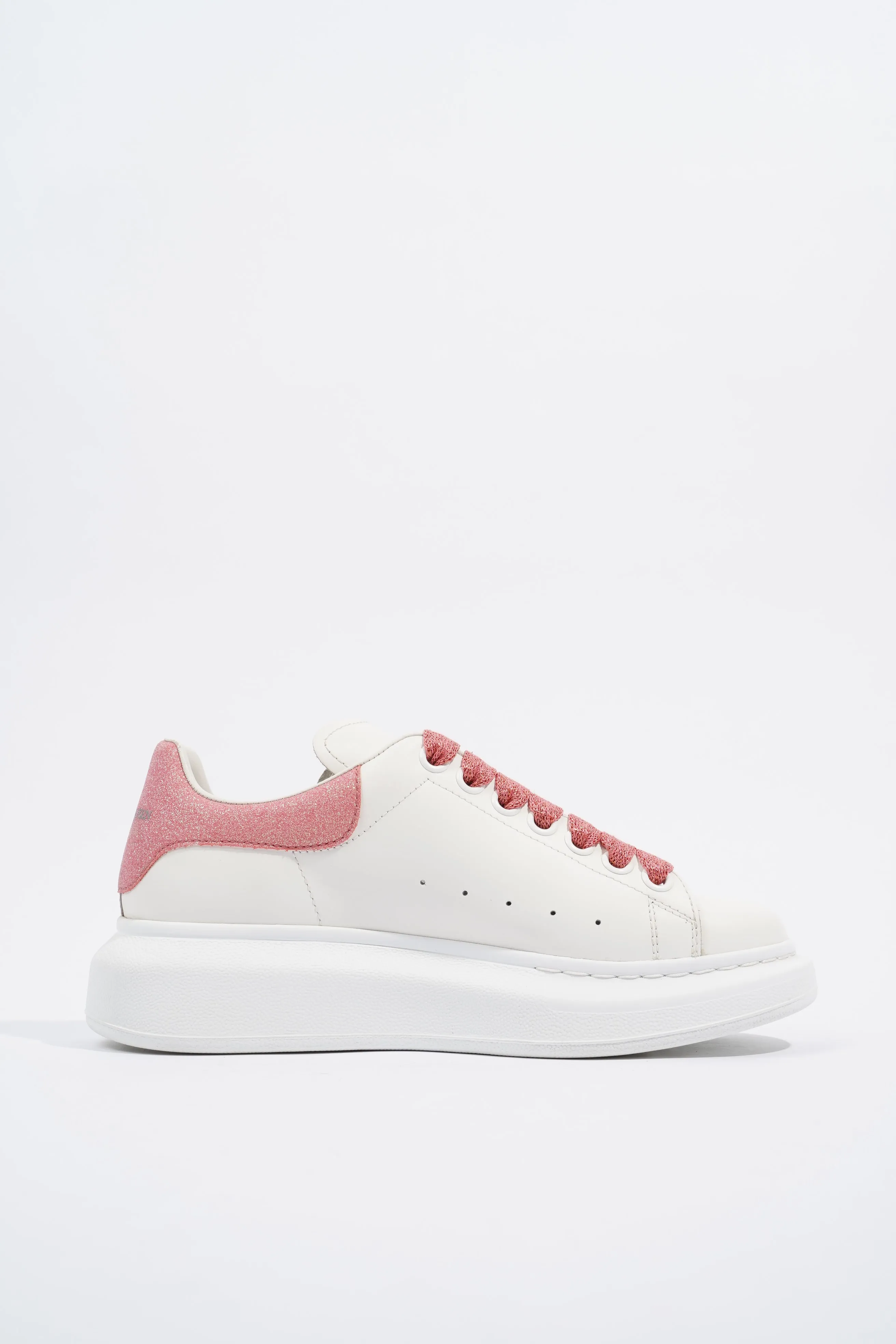 Alexander McQueen Oversized Sneaker White / Pink Glitter Tab Leather EU 36 UK 3