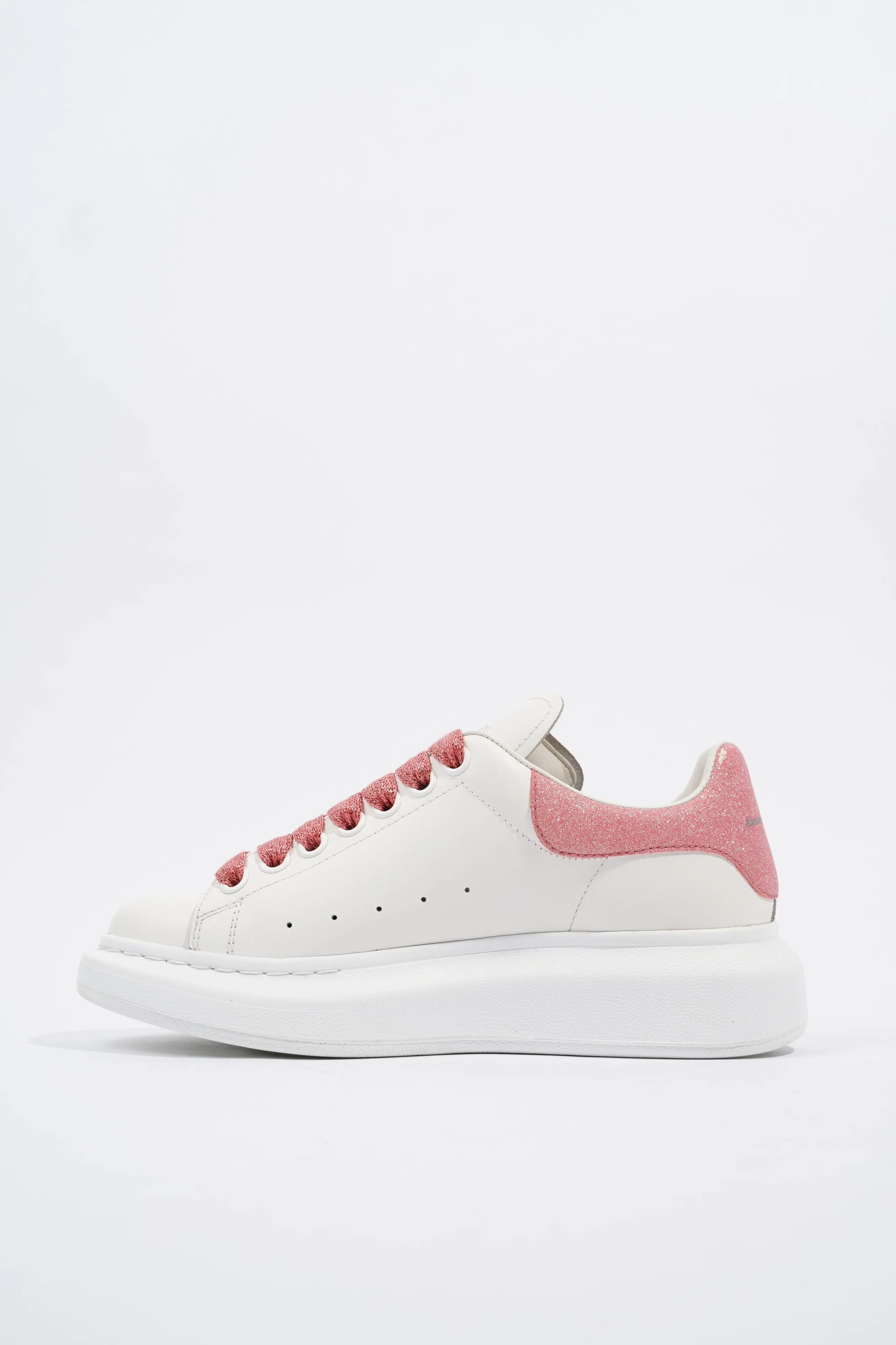 Alexander McQueen Oversized Sneaker White / Pink Glitter Tab Leather EU 36 UK 3