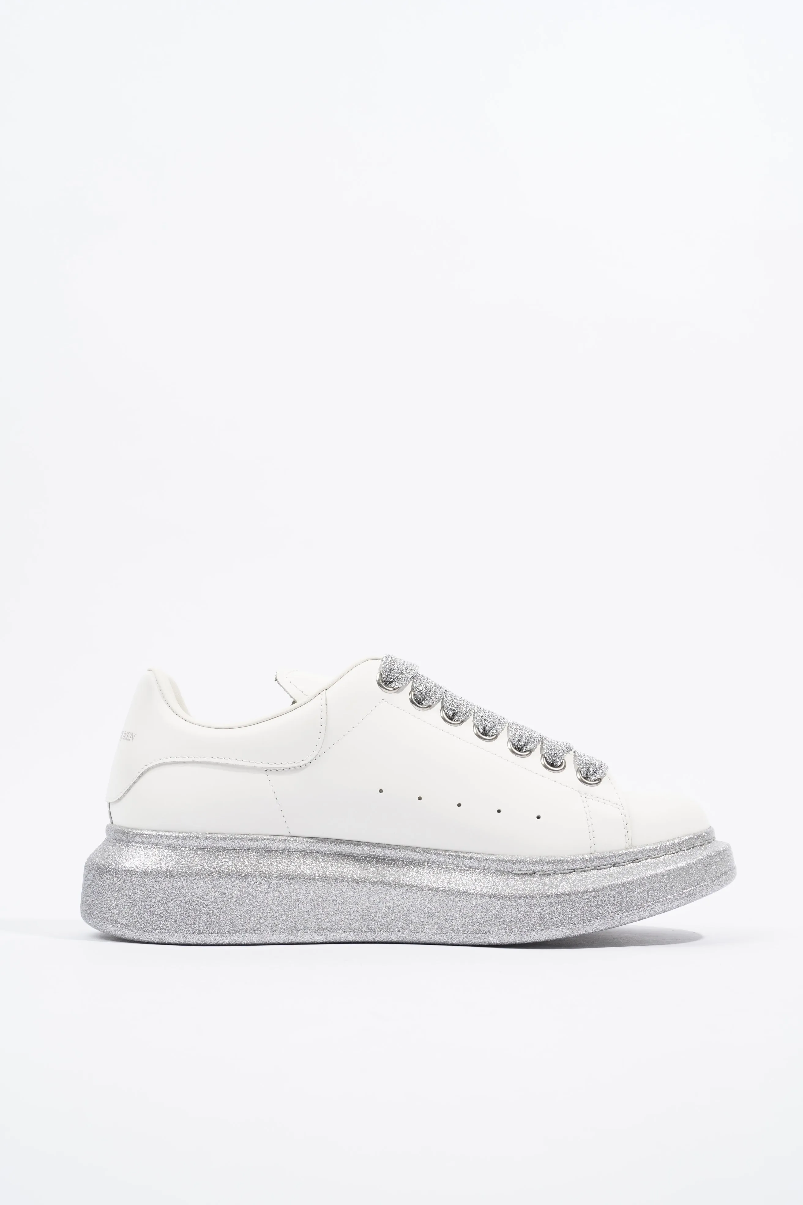 Alexander McQueen Oversized Sneaker White / Silver Glitter Leather EU 40 UK 7