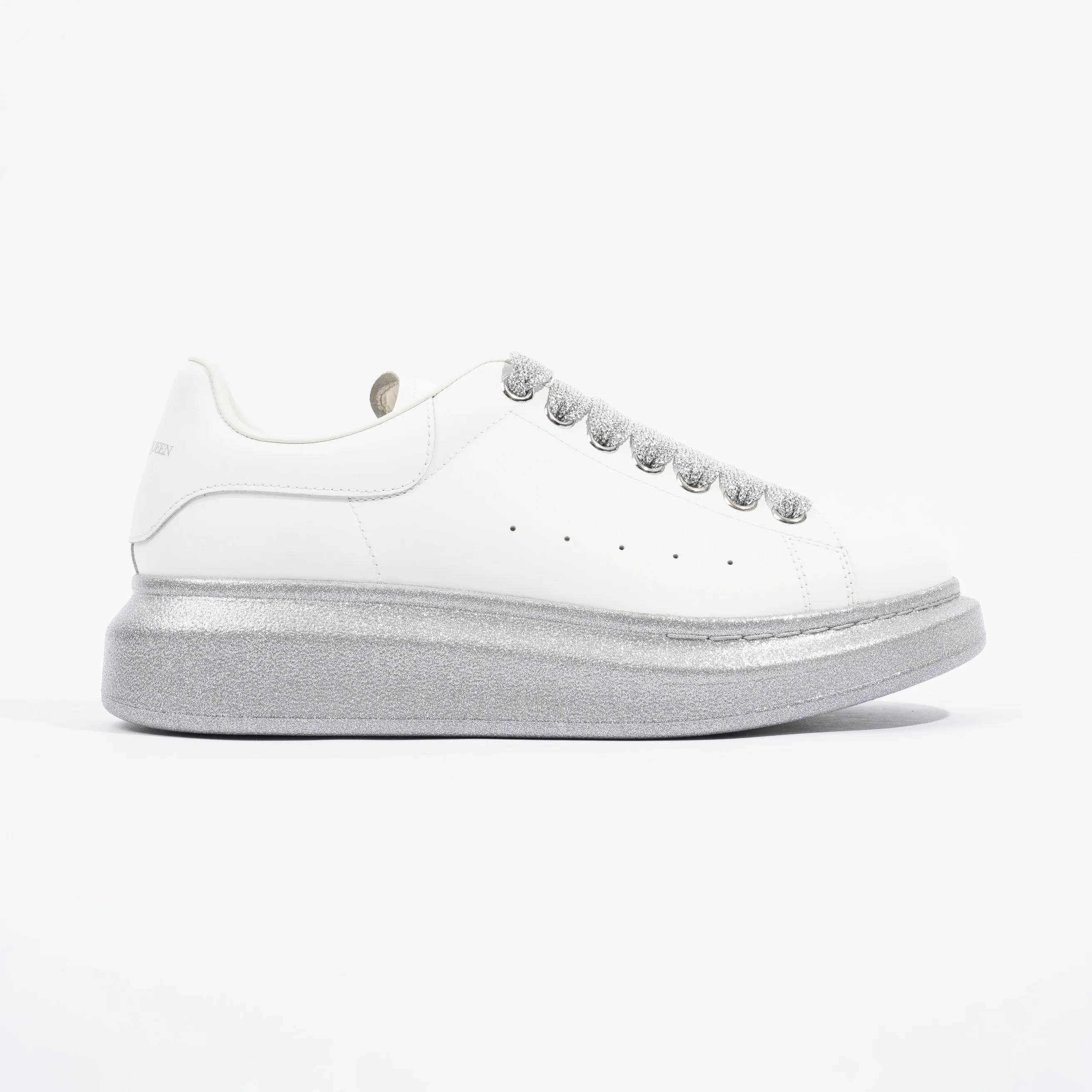 Alexander McQueen Oversized Sneaker White / Silver Glitter Leather EU 40 UK 7