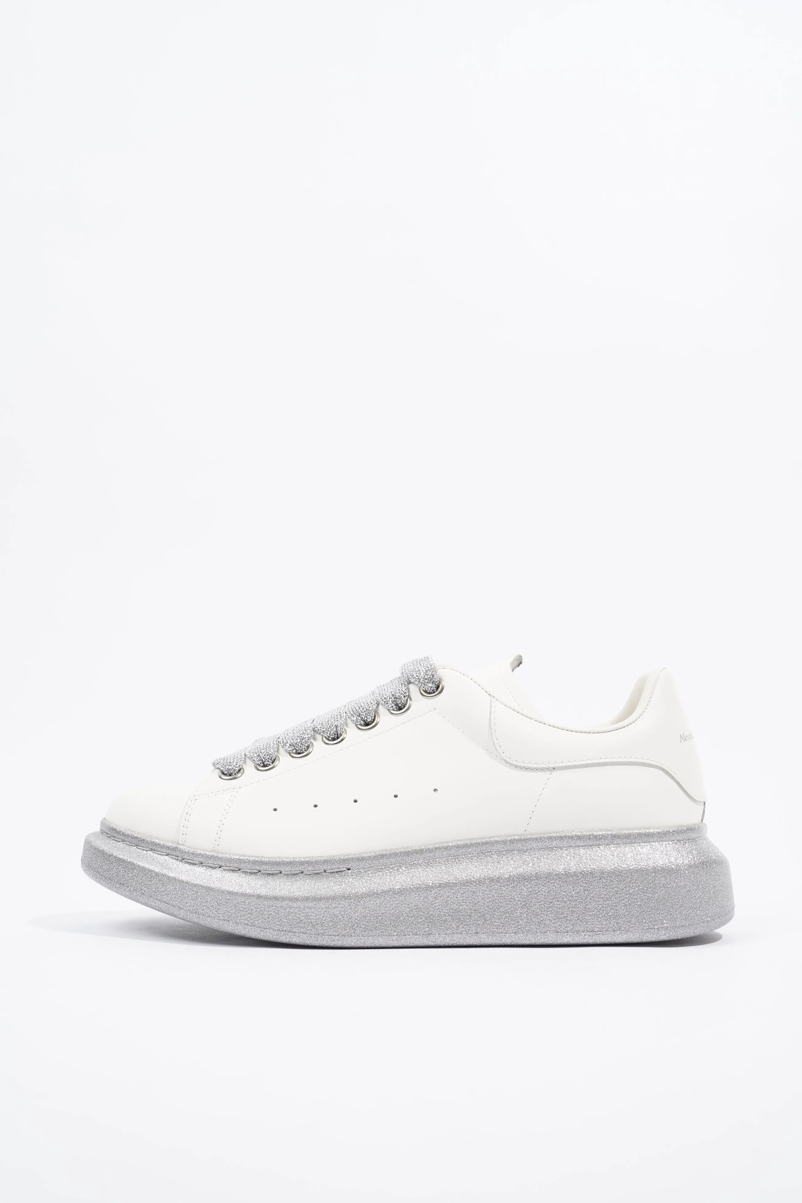 Alexander McQueen Oversized Sneaker White / Silver Glitter Leather EU 40 UK 7