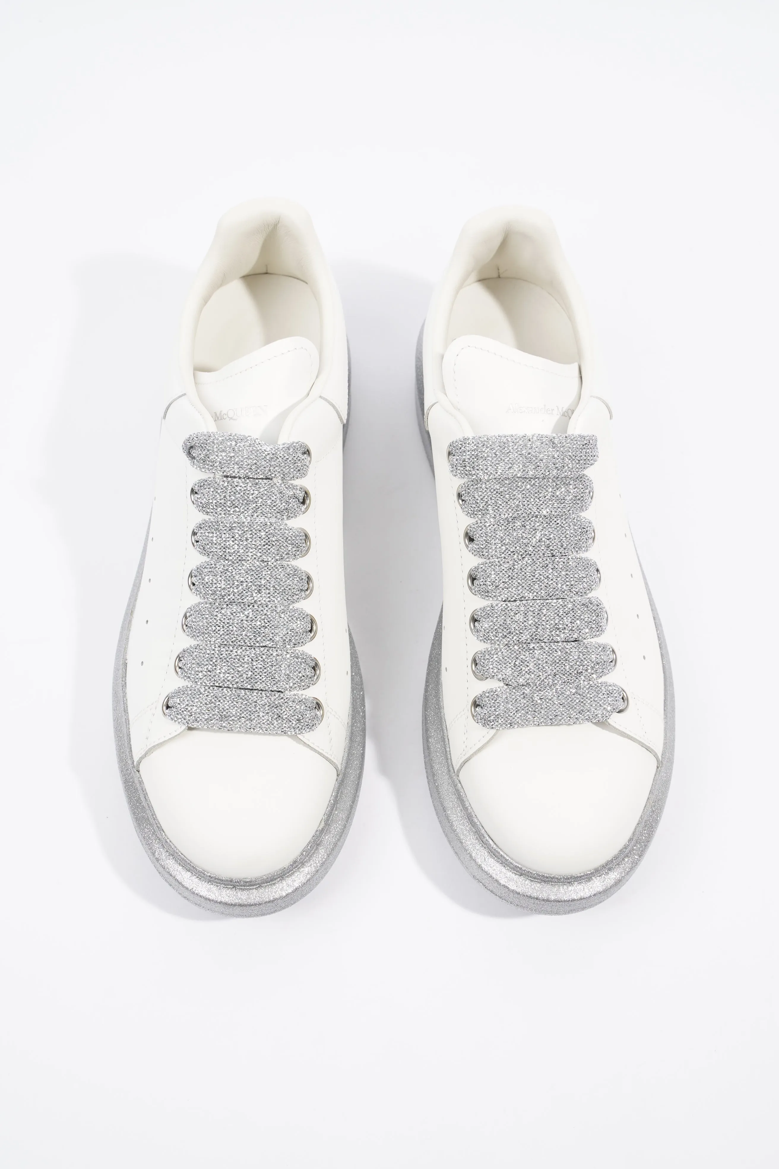 Alexander McQueen Oversized Sneaker White / Silver Glitter Leather EU 40 UK 7