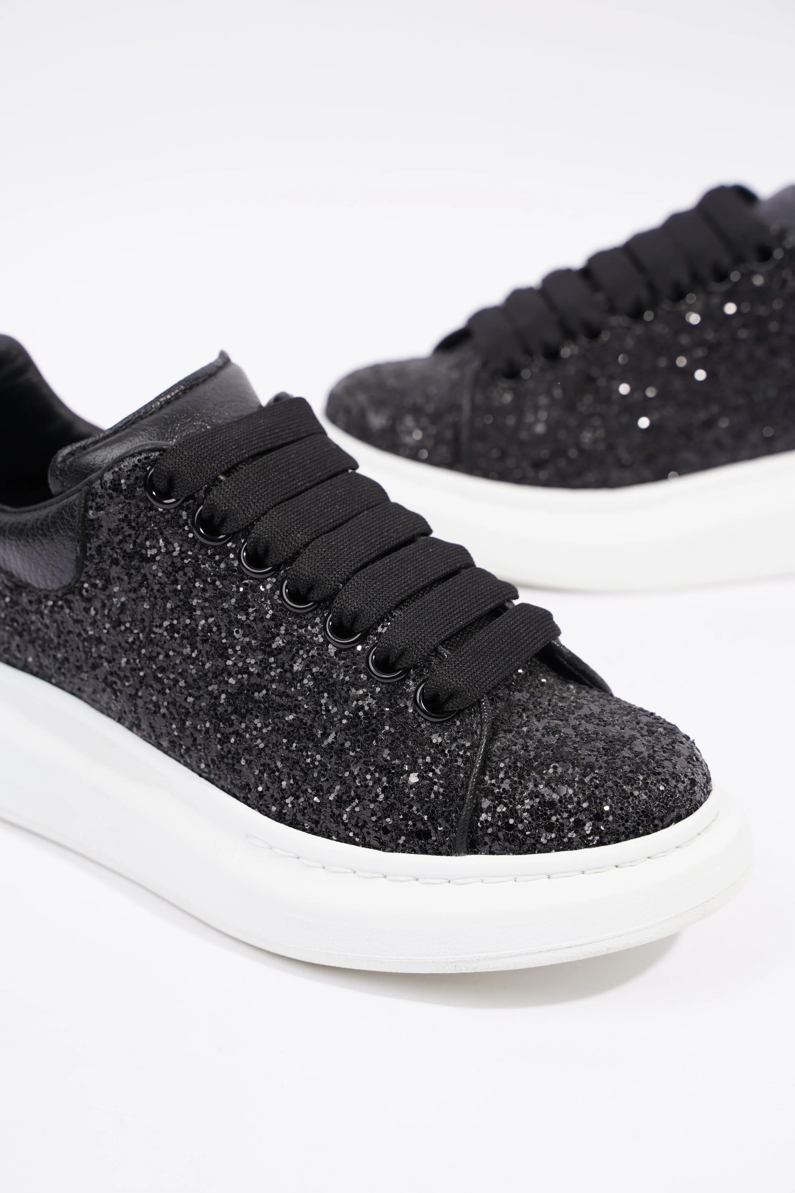 Alexander McQueen Womens Oversized Sneaker Black Glitter EU 36.5 / UK 3.5