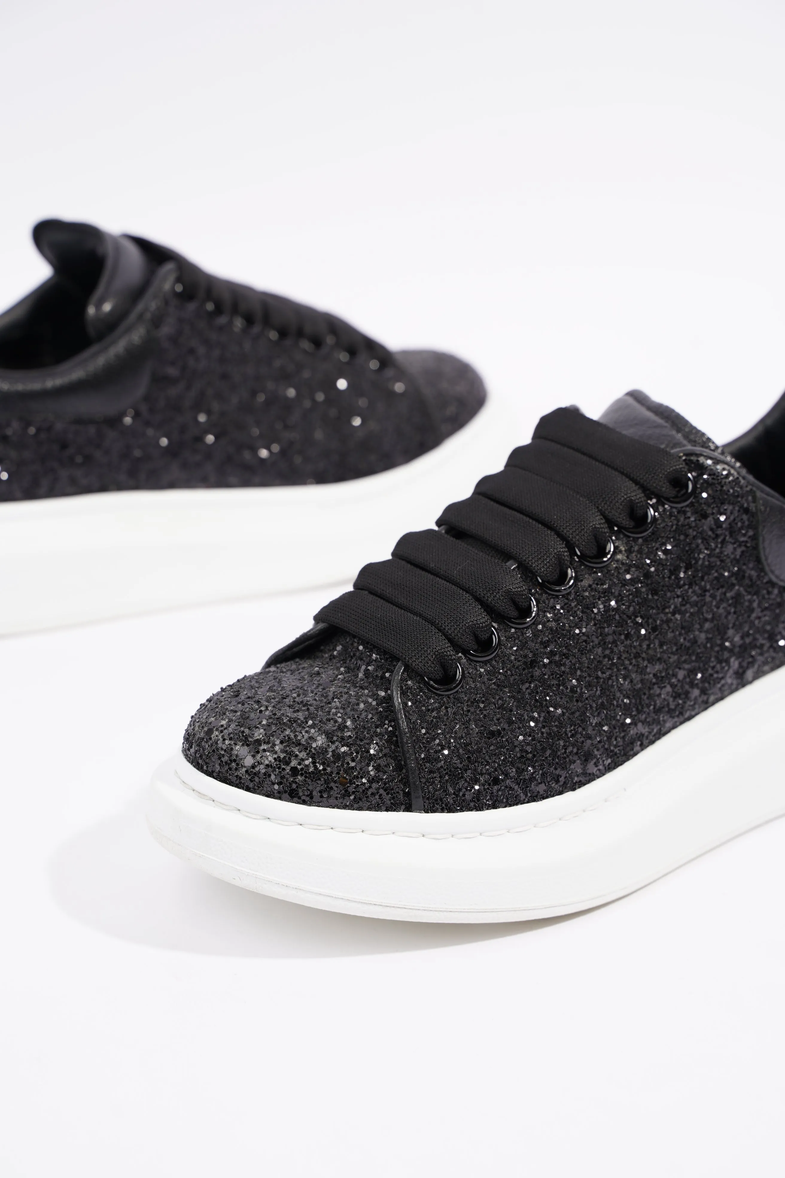 Alexander McQueen Womens Oversized Sneaker Black Glitter EU 36.5 / UK 3.5