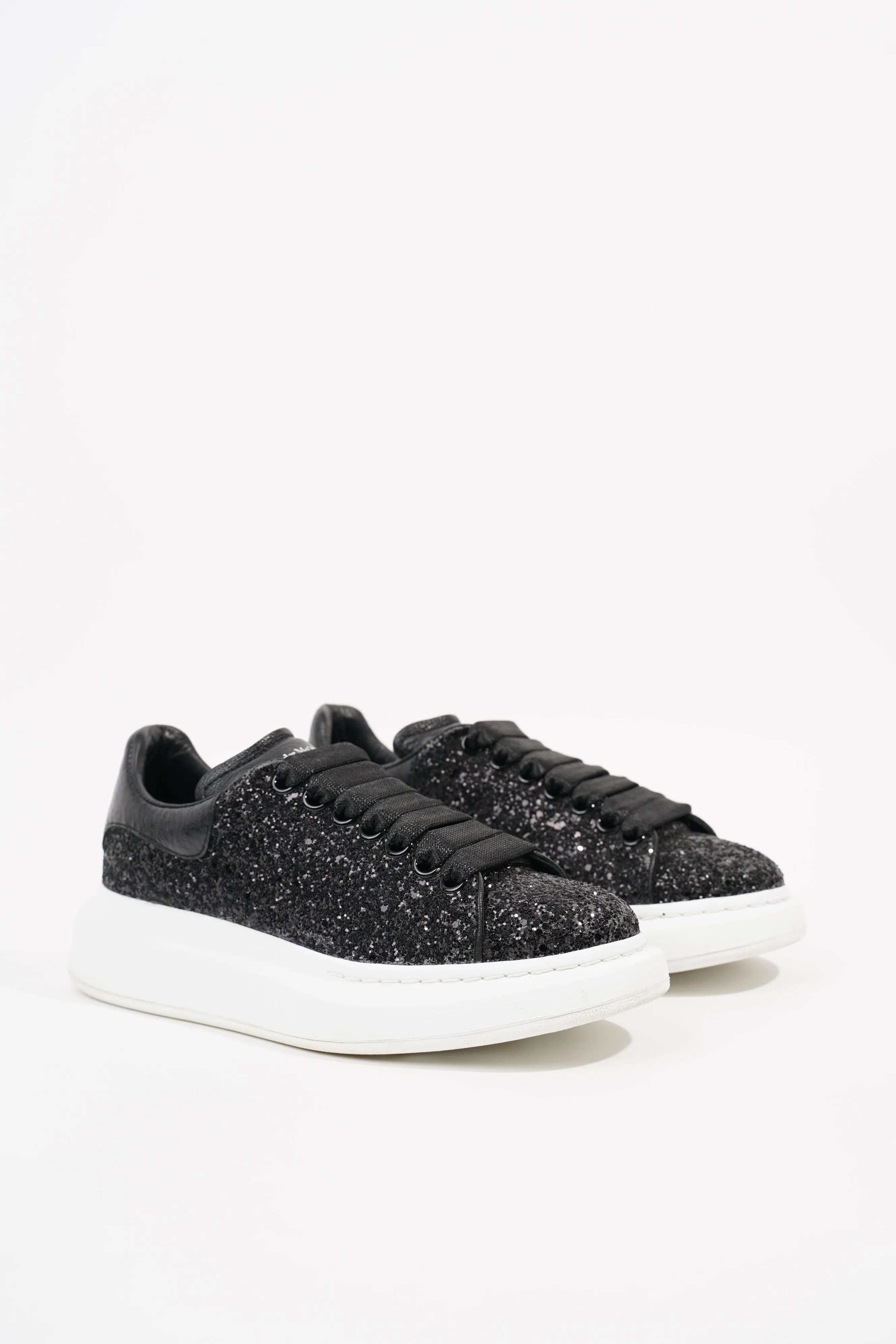 Alexander McQueen Womens Oversized Sneaker Black Glitter EU 37 / UK 4