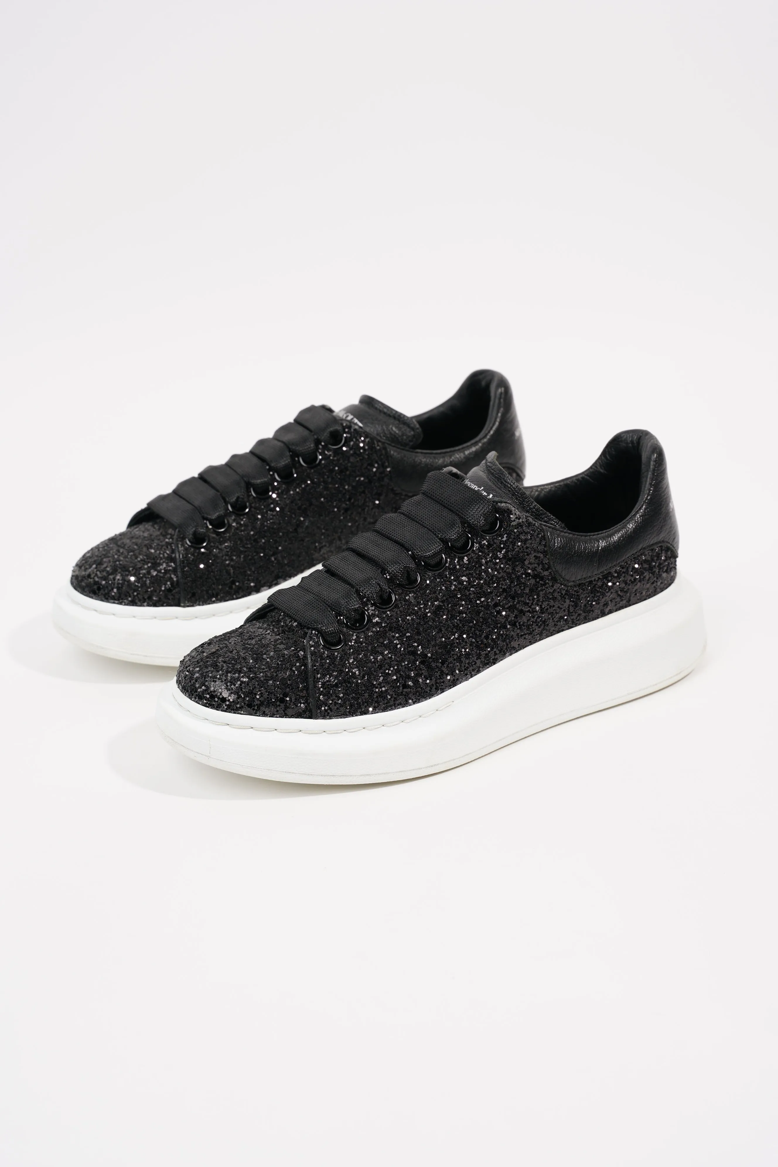 Alexander McQueen Womens Oversized Sneaker Black Glitter EU 37 / UK 4