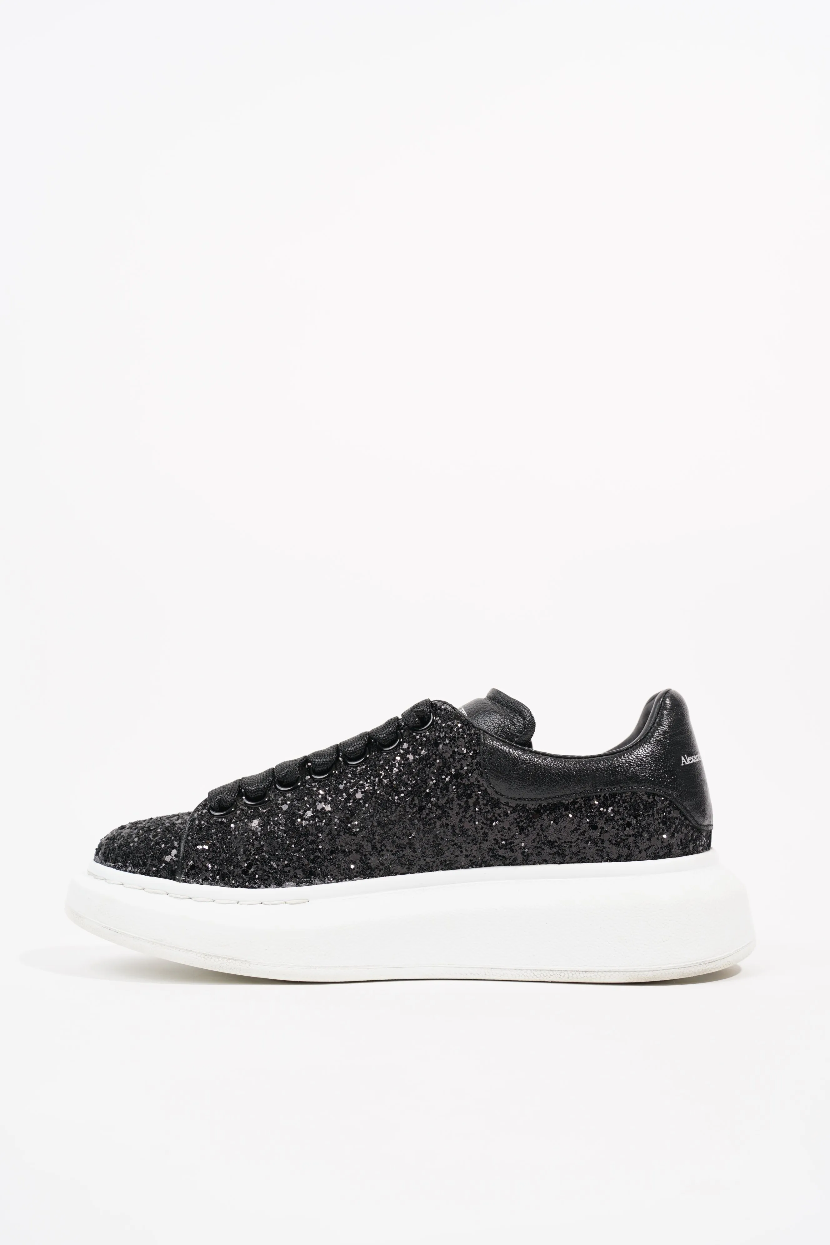 Alexander McQueen Womens Oversized Sneaker Black Glitter EU 37 / UK 4