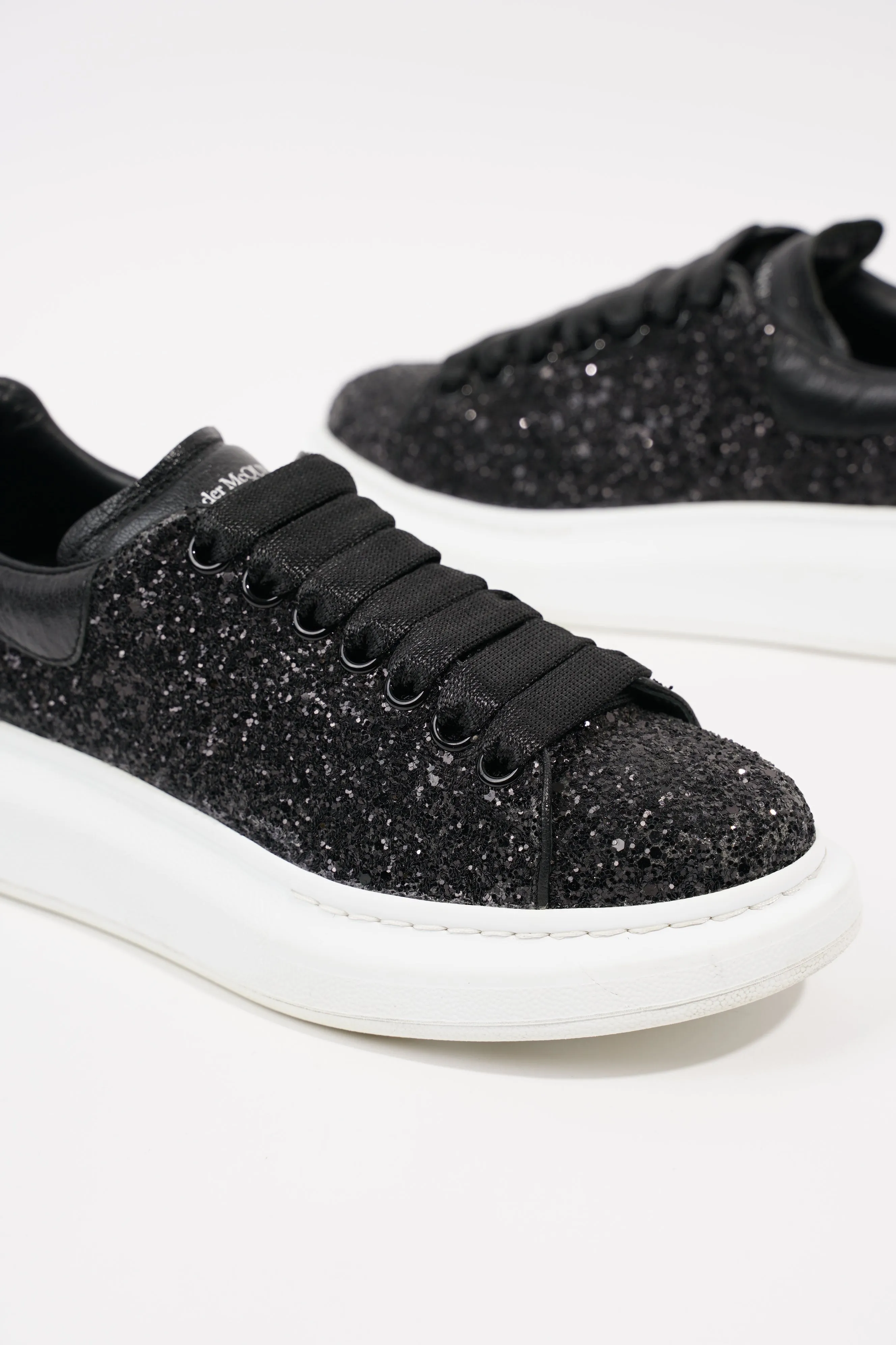 Alexander McQueen Womens Oversized Sneaker Black Glitter EU 37 / UK 4