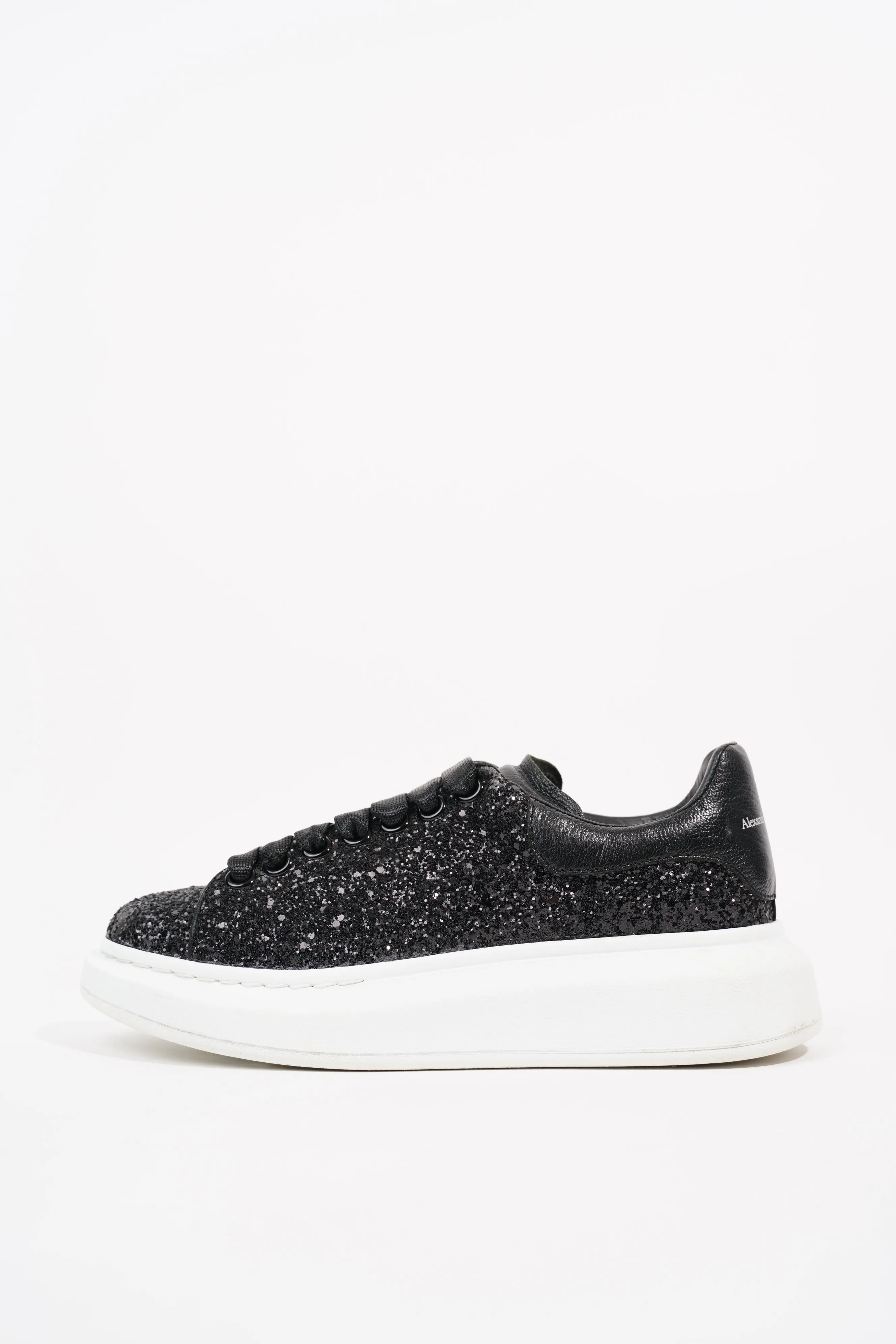 Alexander McQueen Womens Oversized Sneaker Black Glitter EU 37 / UK 4