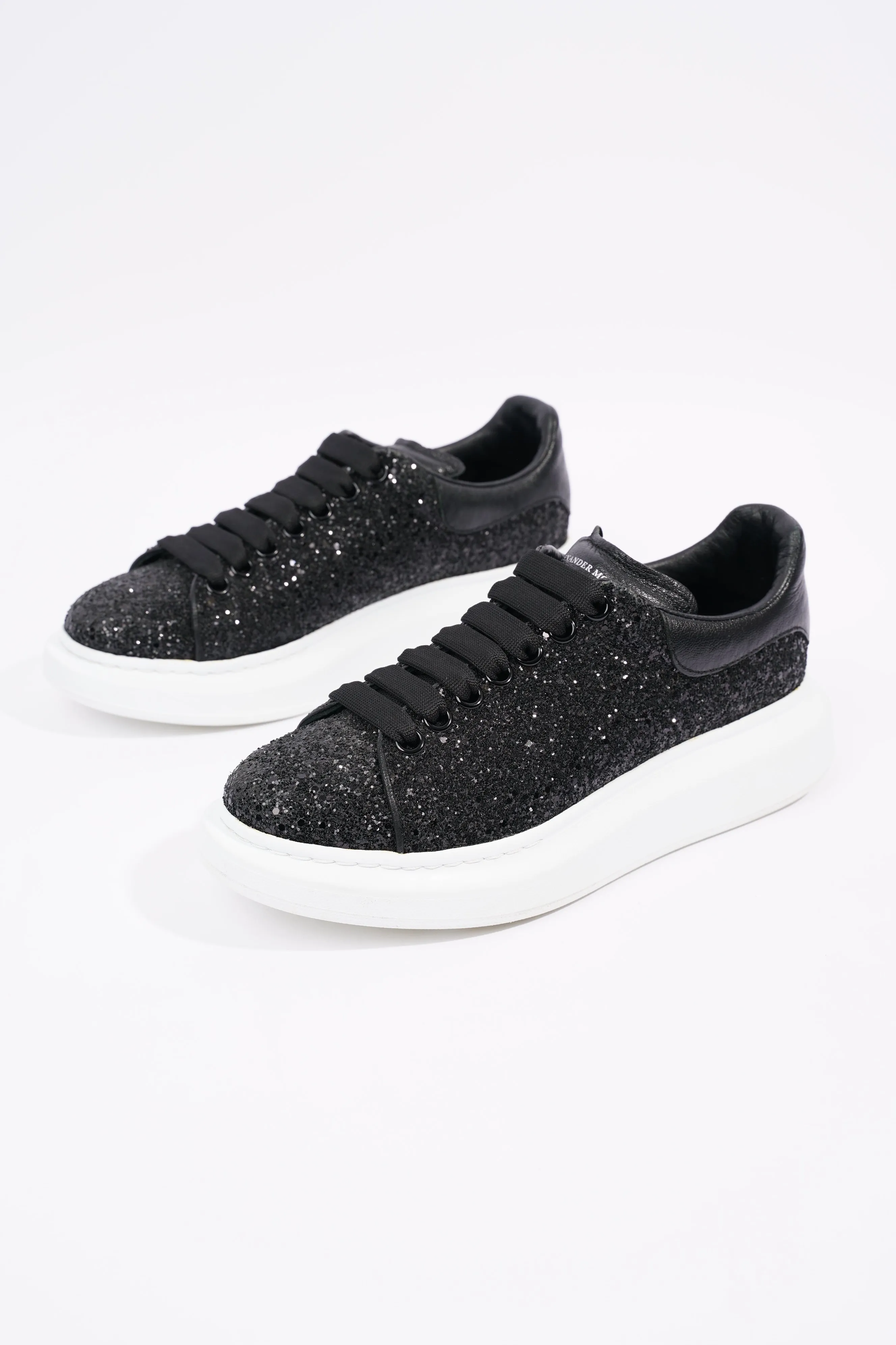 Alexander McQueen Womens Oversized Sneaker Black Glitter EU 40.5 / UK 7.5