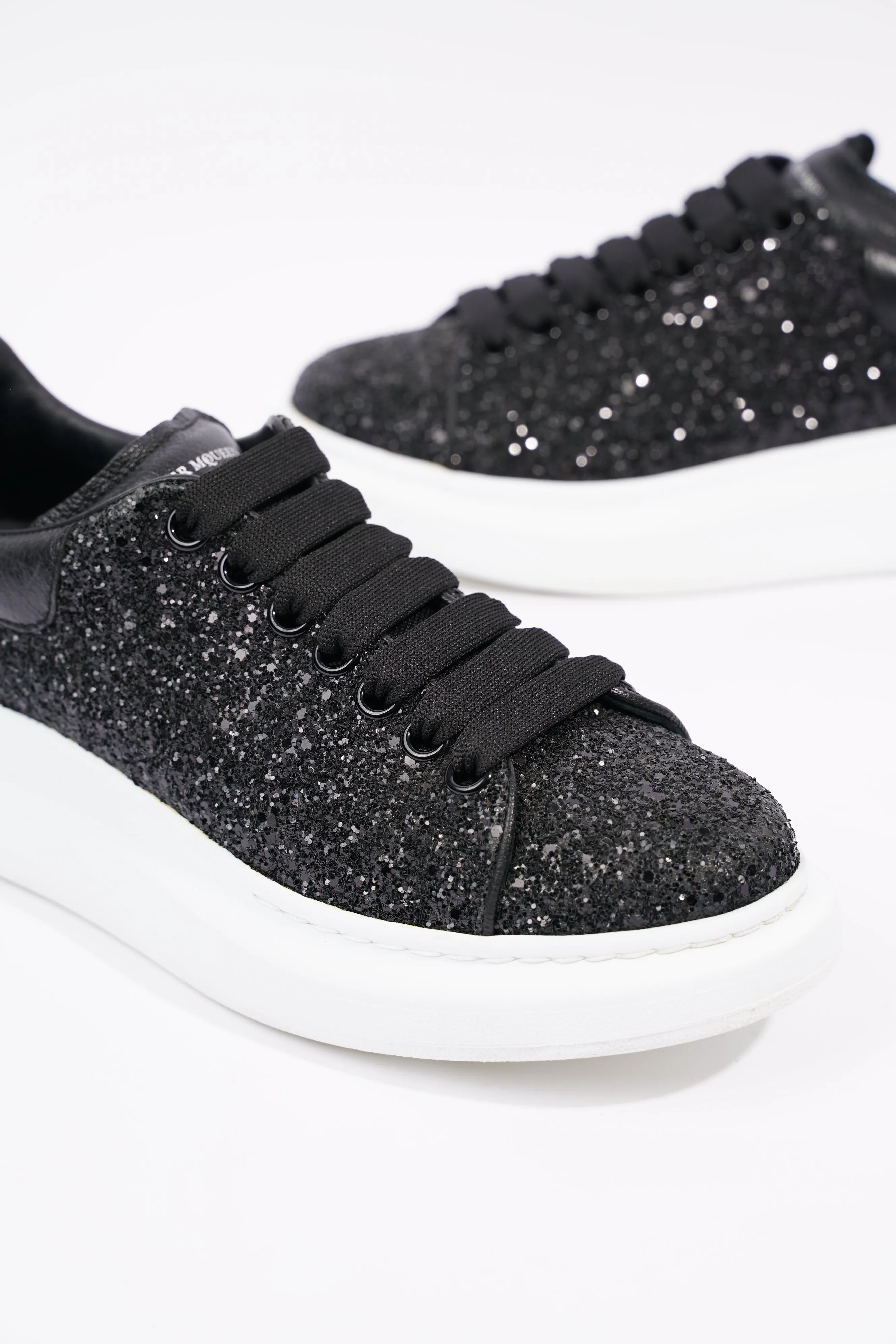 Alexander McQueen Womens Oversized Sneaker Black Glitter EU 40.5 / UK 7.5