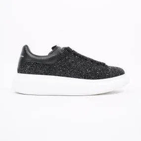 Alexander McQueen Womens Oversized Sneaker Black Glitter EU 40.5 / UK 7.5