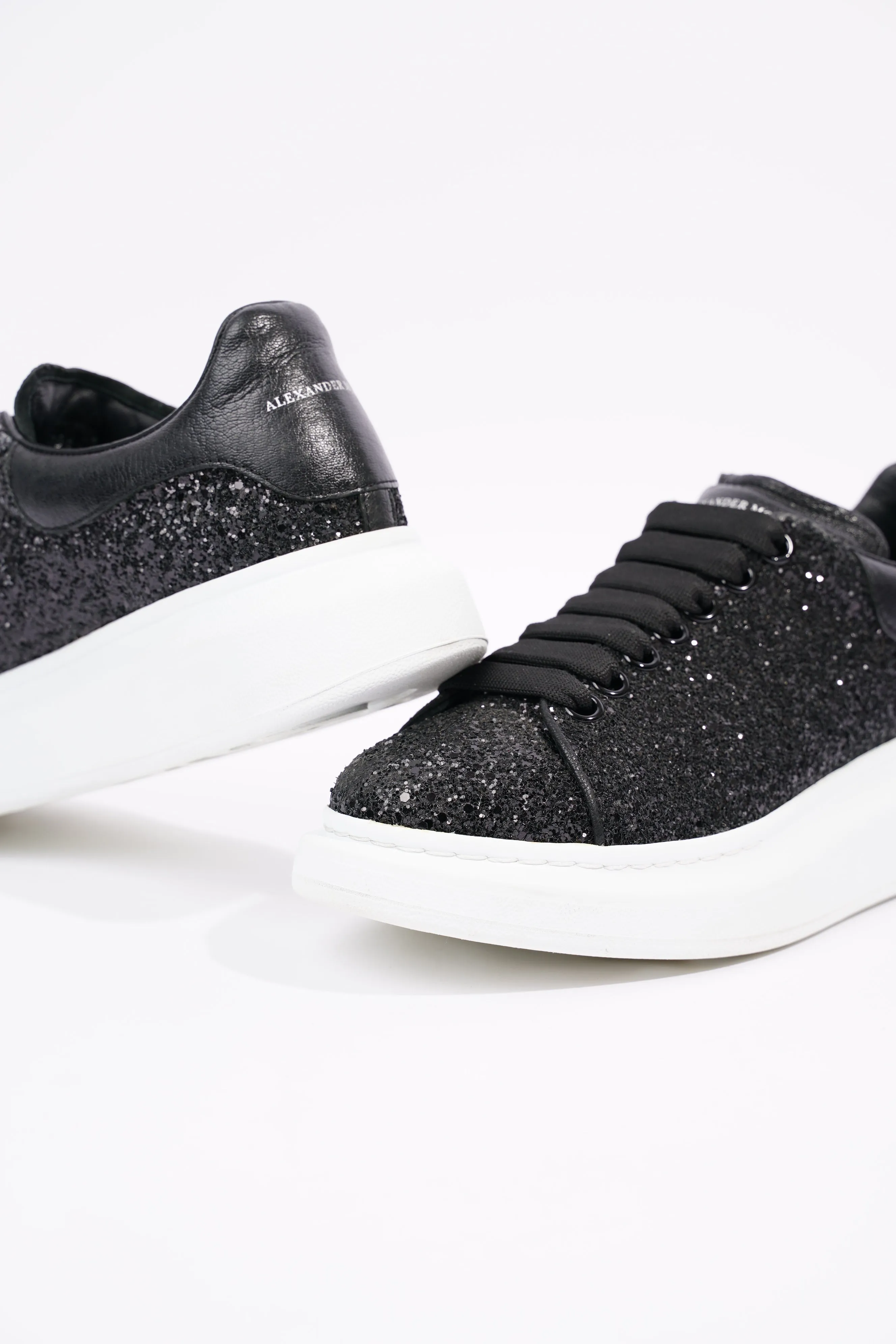 Alexander McQueen Womens Oversized Sneaker Black Glitter EU 40.5 / UK 7.5