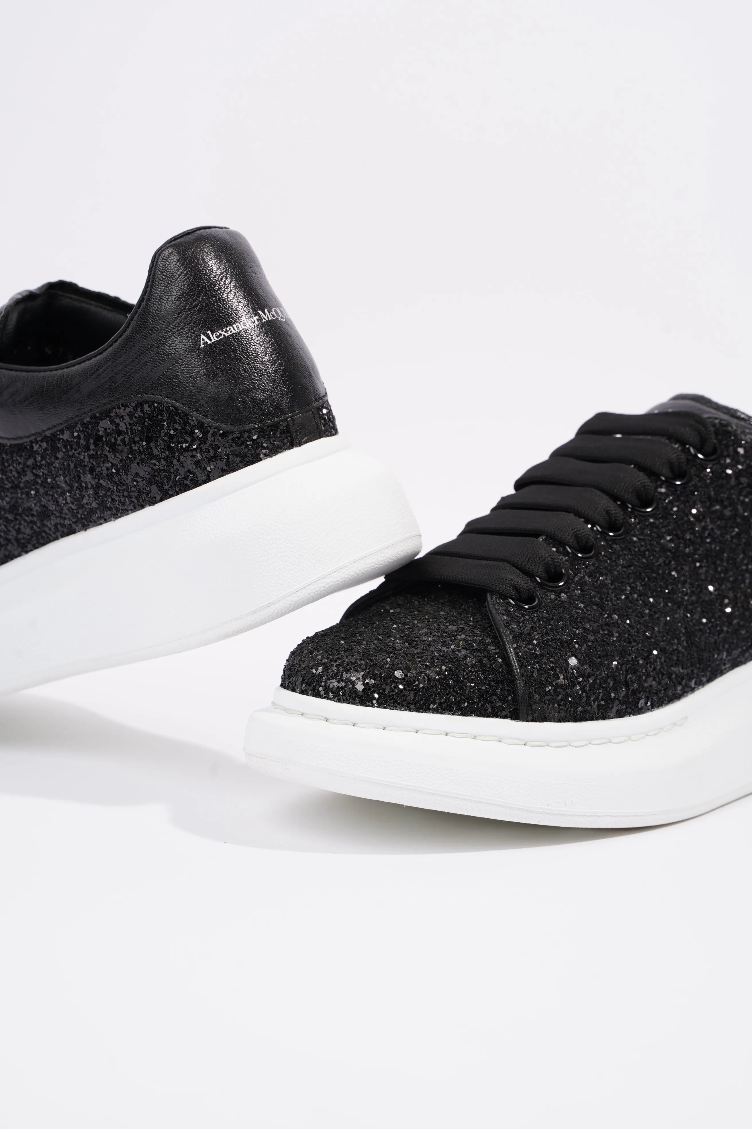 Alexander McQueen Womens Oversized Sneaker Black Glitter EU 41.5 / UK 8.5