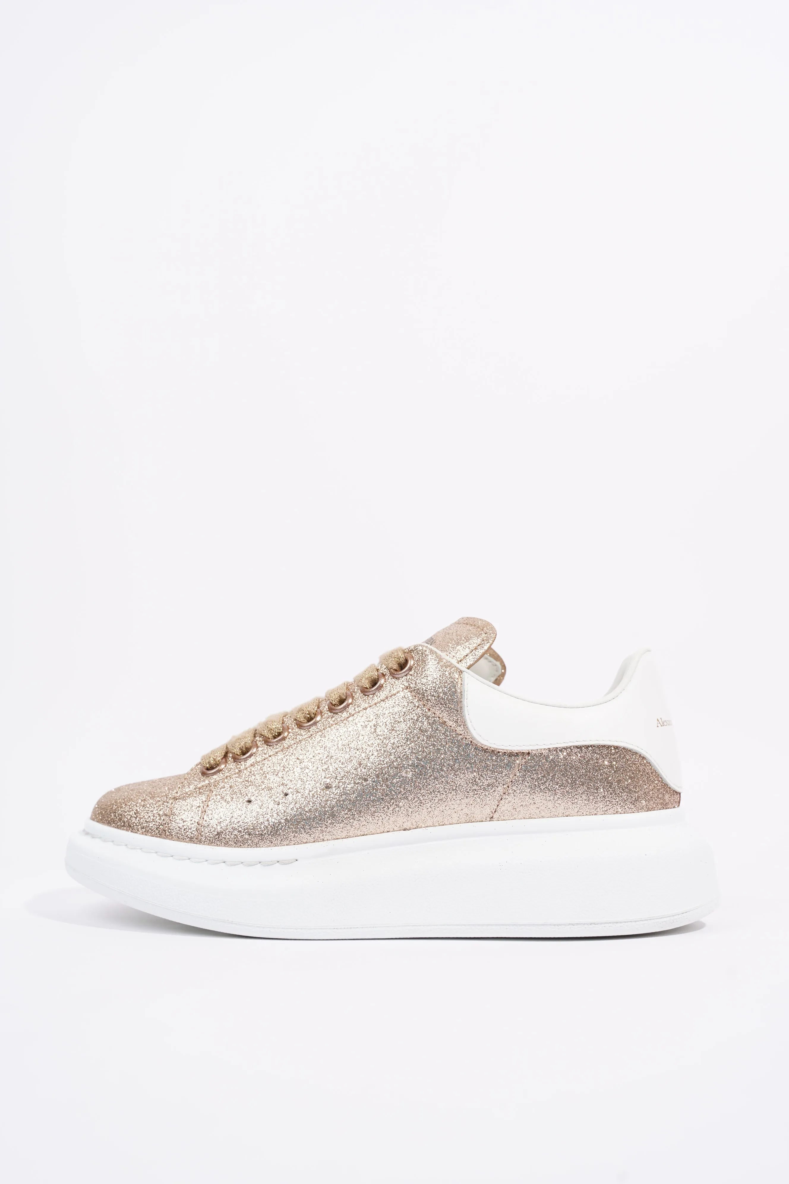 Alexander McQueen Womens Oversized Sneaker Gold Glitter / White Tab EU 37 / UK 4