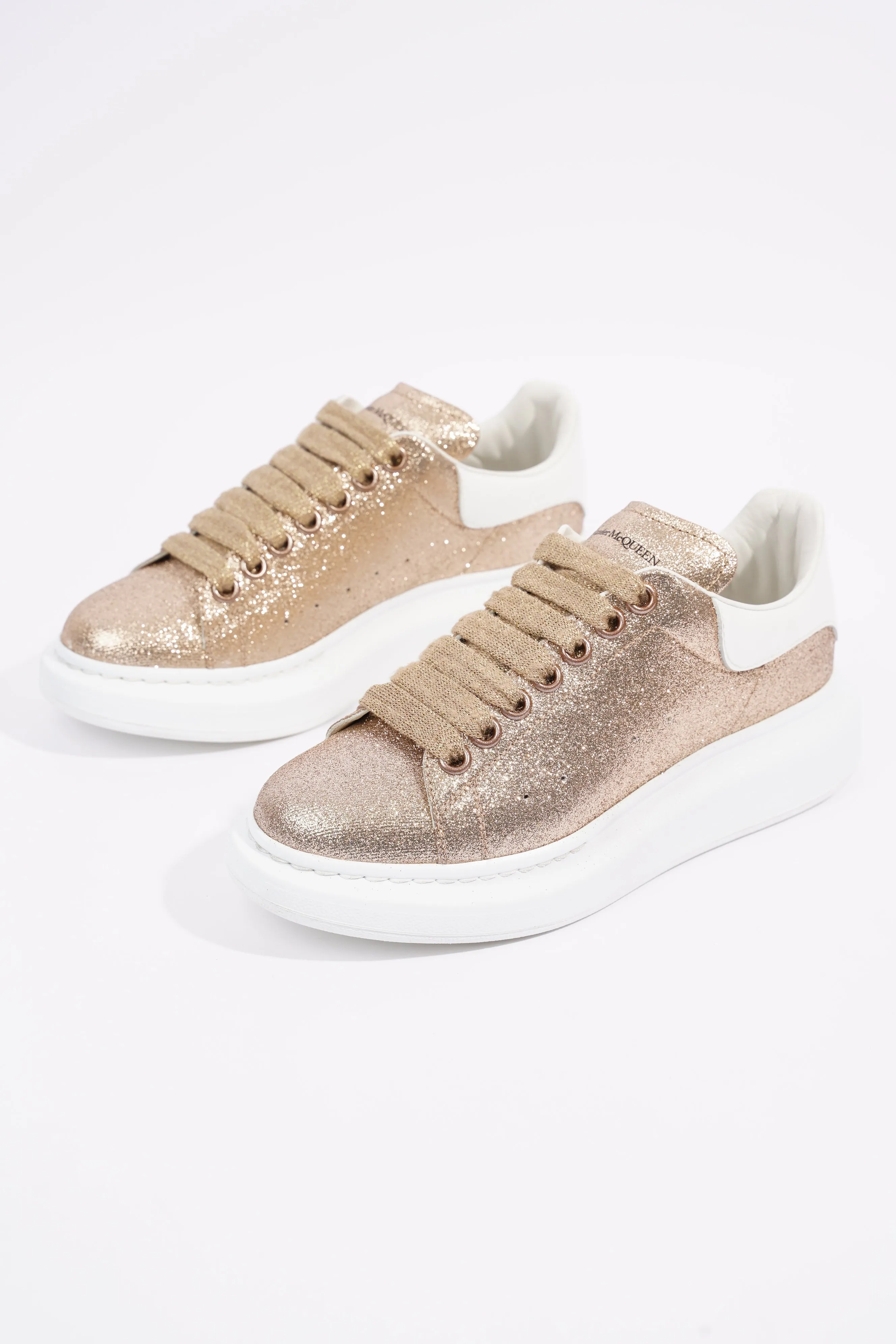 Alexander McQueen Womens Oversized Sneaker Gold Glitter / White Tab EU 37 / UK 4