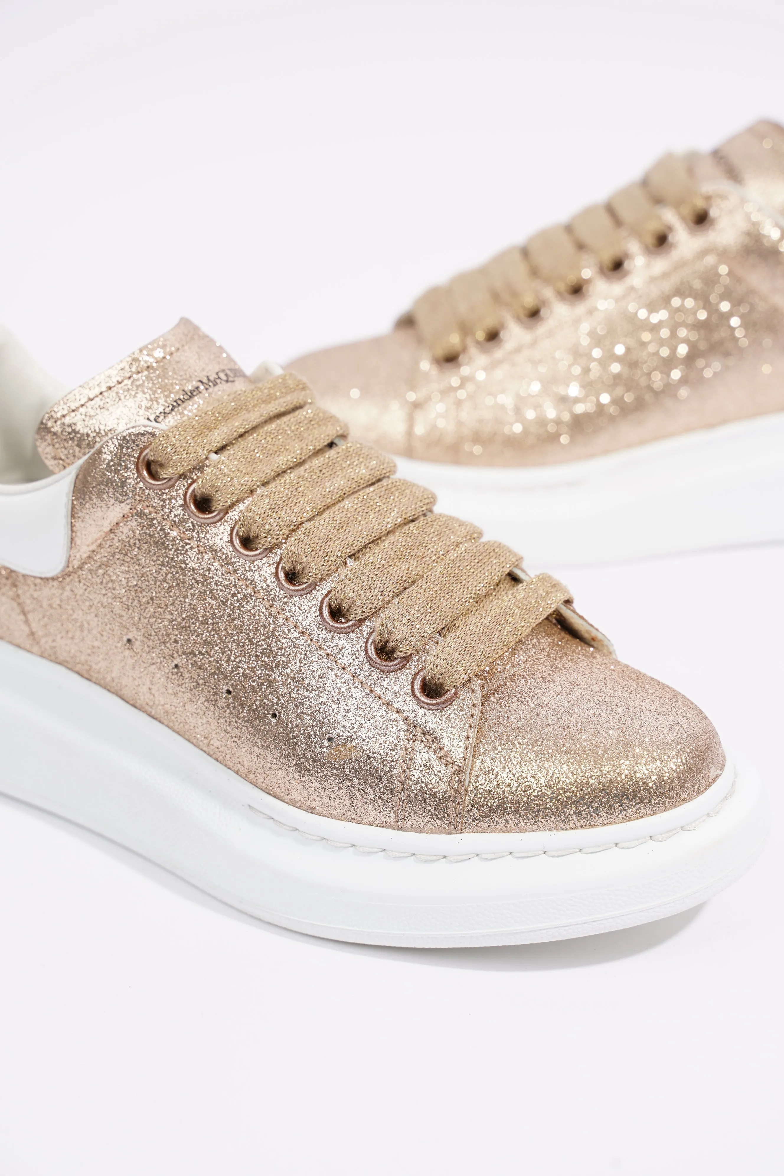 Alexander McQueen Womens Oversized Sneaker Gold Glitter / White Tab EU 37 / UK 4