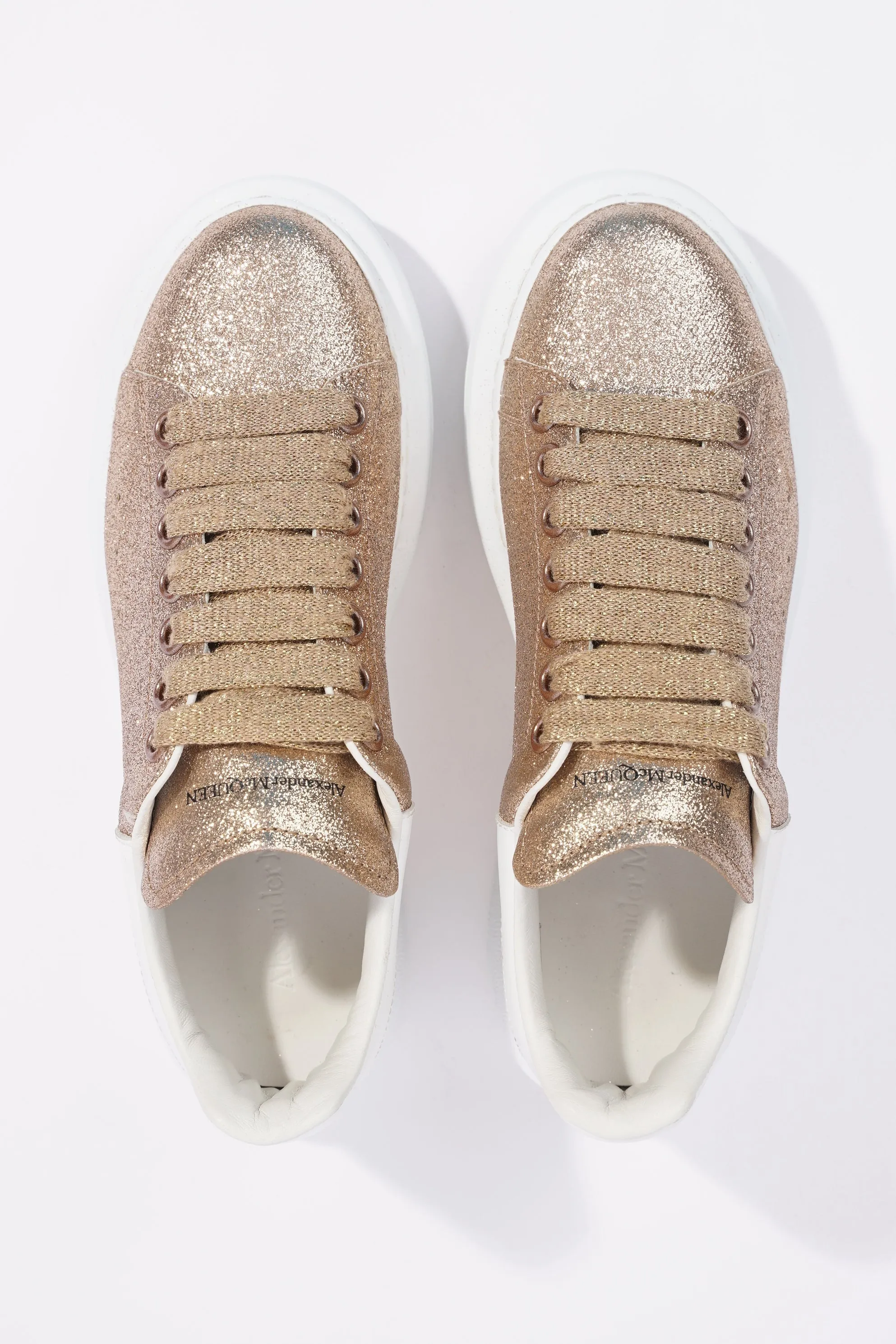 Alexander McQueen Womens Oversized Sneaker Gold Glitter / White Tab EU 37 / UK 4