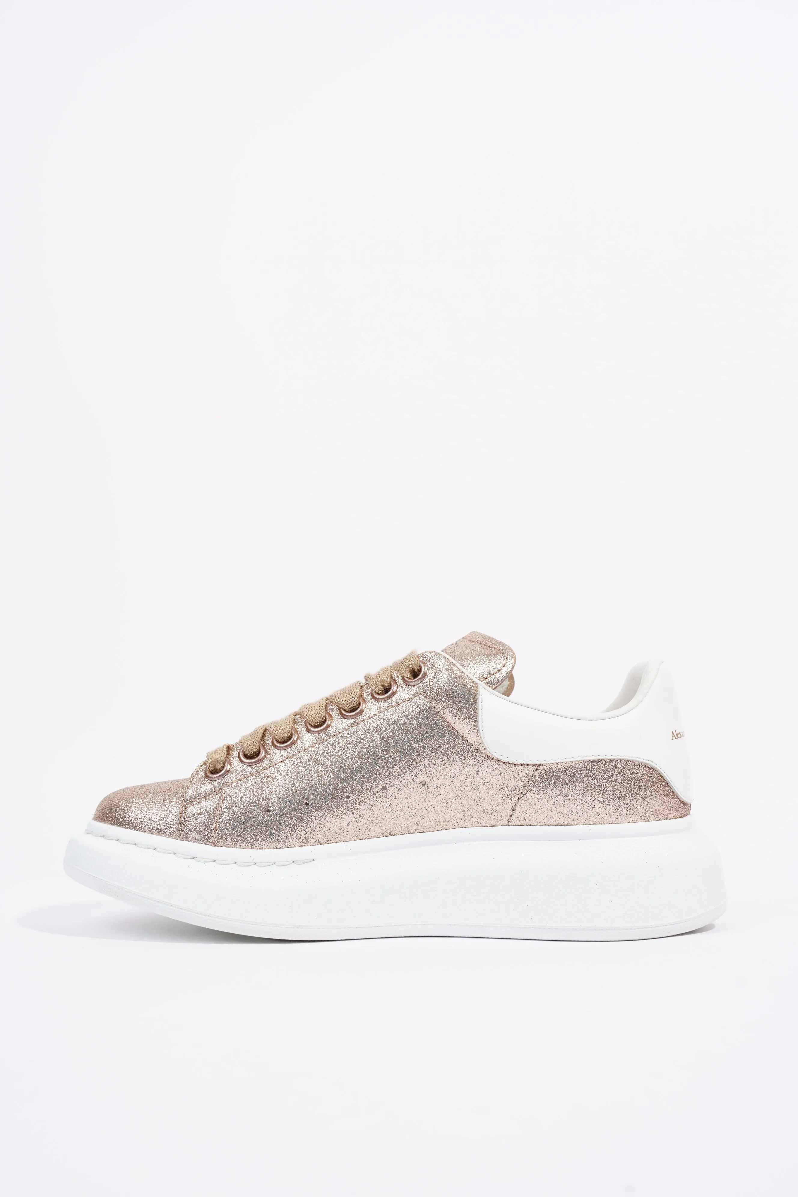 Alexander McQueen Womens Oversized Sneaker Gold Glitter / White Tab EU 37 / UK 4