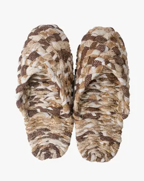 Assorted Matsunoya Hand Woven Slippers Brown, Light Brown and White (M/L)