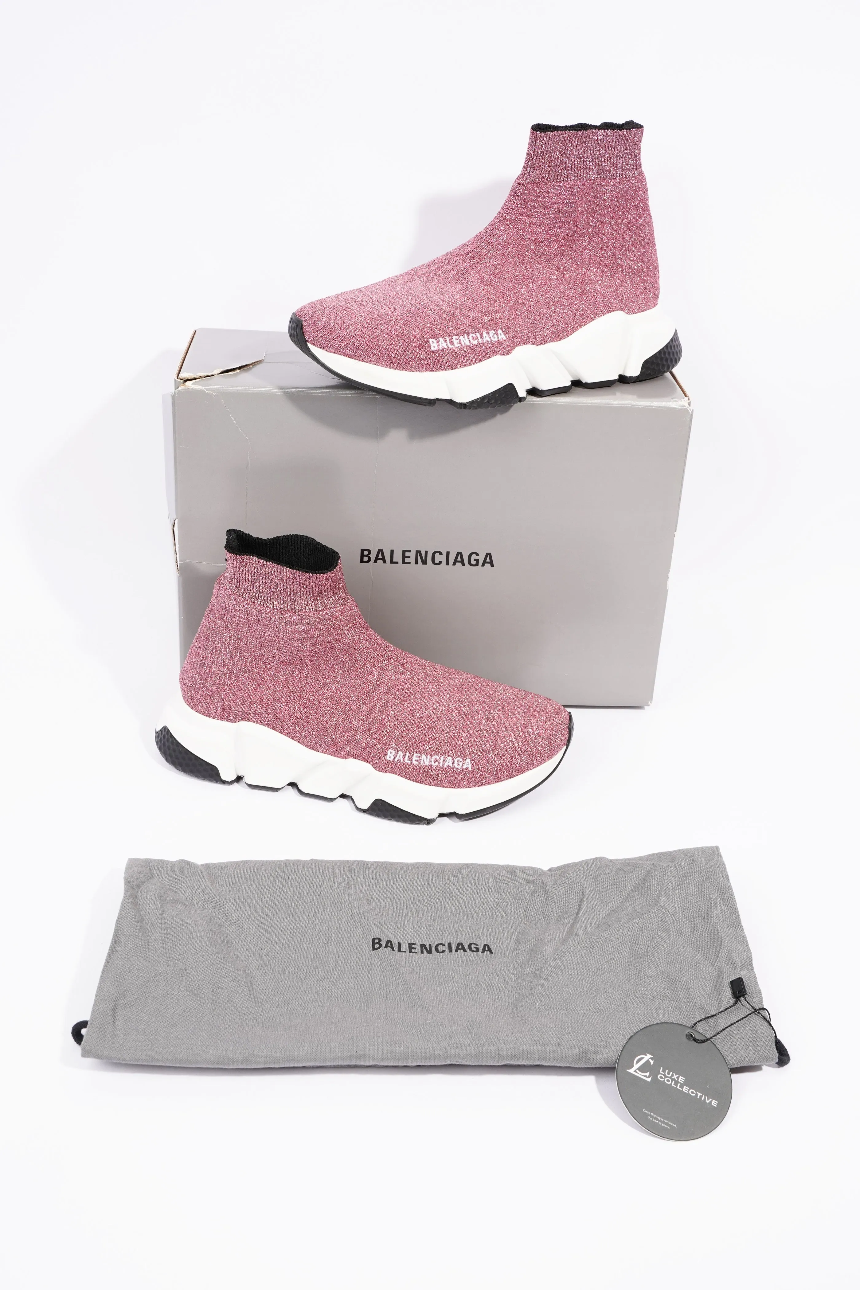 Balenciaga Womens Speed Pink Glitter EU 38 / UK 5