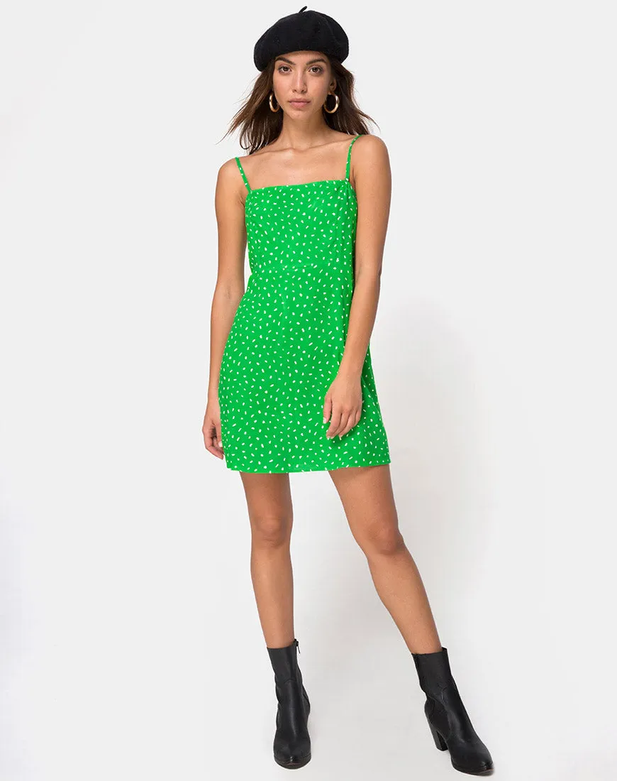 Boyasly Slip Dress in Mini Diana Dot Green