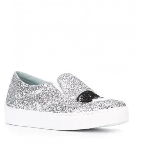 CHIARA FERRAGNI Womens Flirting glitter slip-on sneakers SILVER CF879