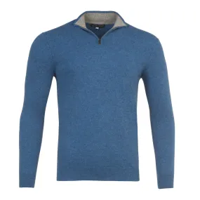 Half Zip Two Tone Collar in Denim Blue