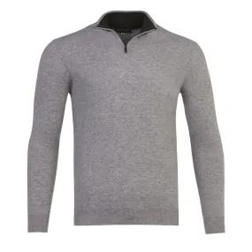 Half Zip Two Tone Collar in Silver Grey