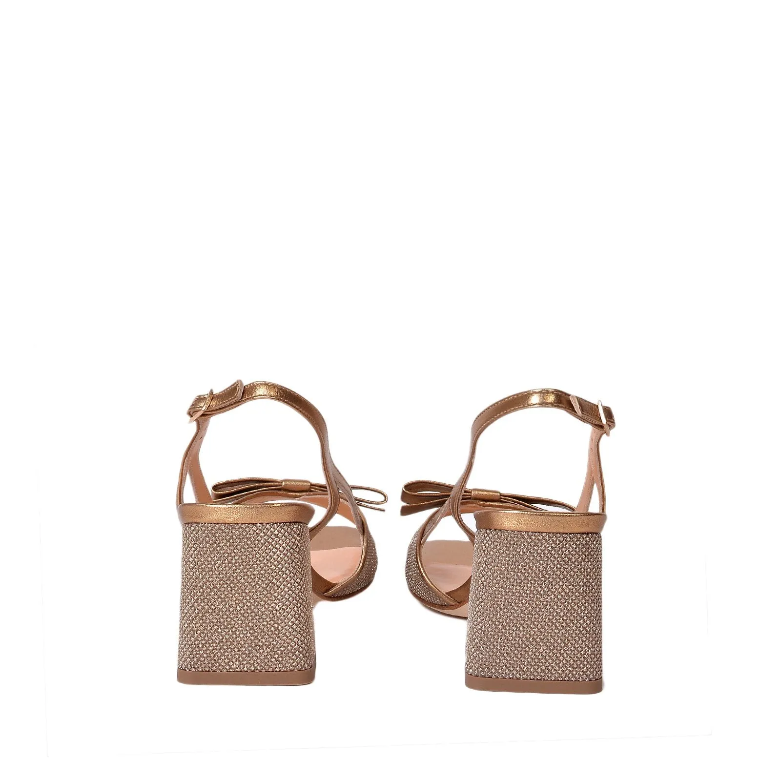 Luxor Bow Glitter Sandals In Gold