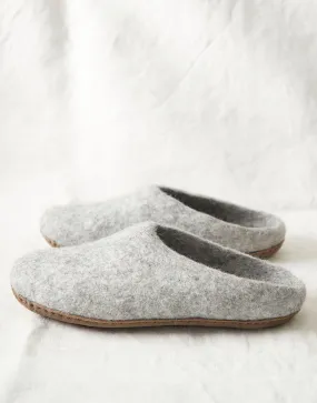 Men's Handmade Eco Felt Suede Sole Mule Slippers – Light Ash