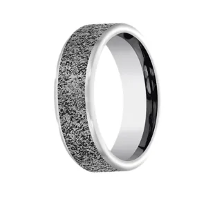 Men's Unique Textured Finish Tungsten Ring - 7mm