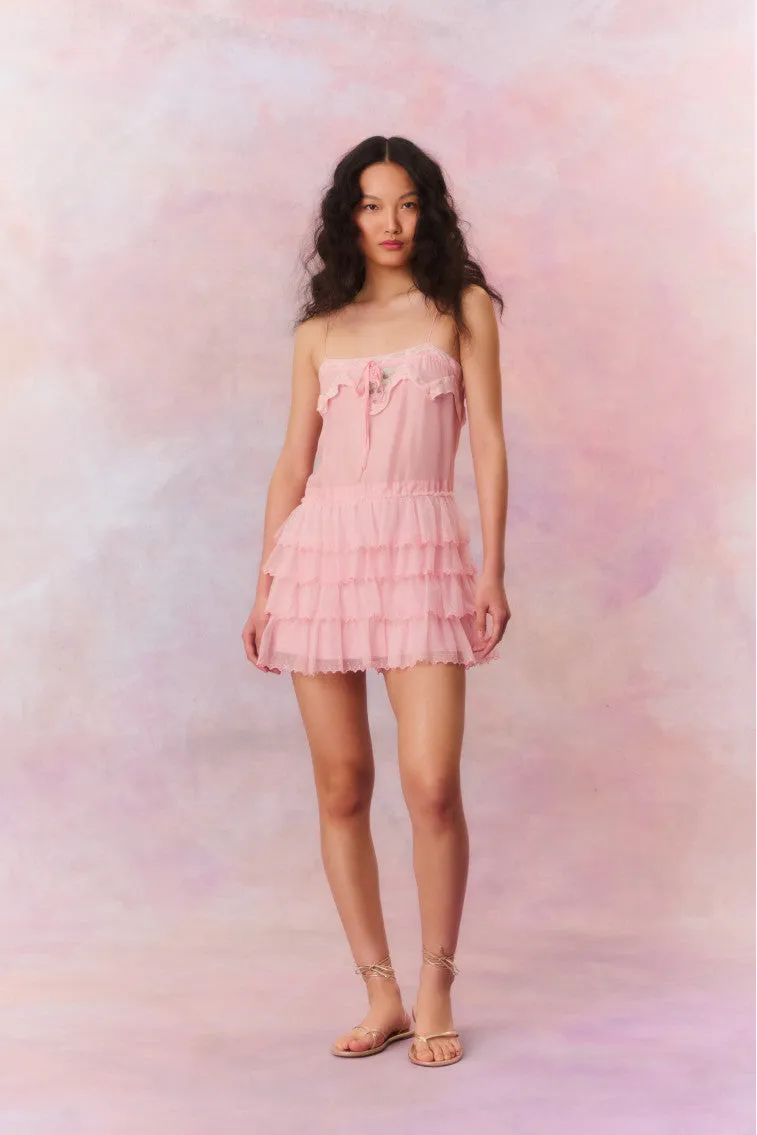 Myrna Ruffle Lace Mini Dress