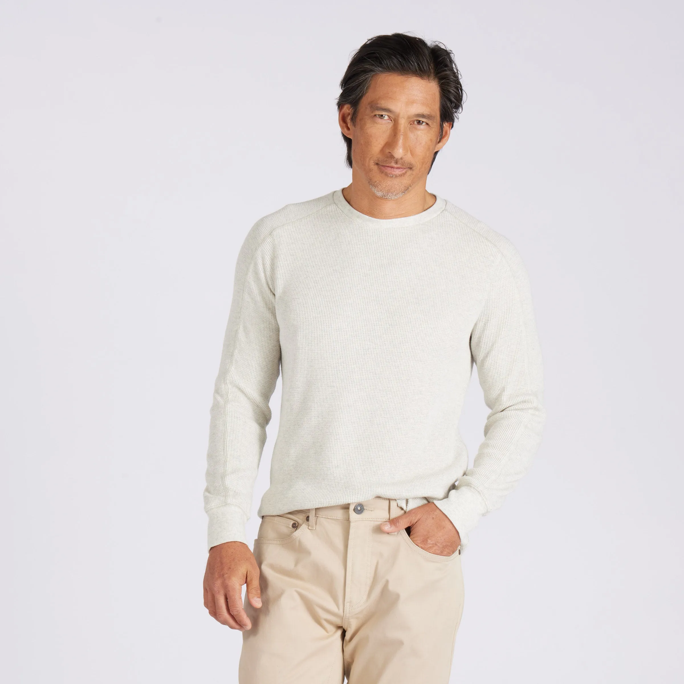 New Spencer Waffle Crew - Oatmeal Heather