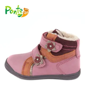 Ponte20 little kid girl supinated insulated boots pink with orange stripe and flowers size US 6-10