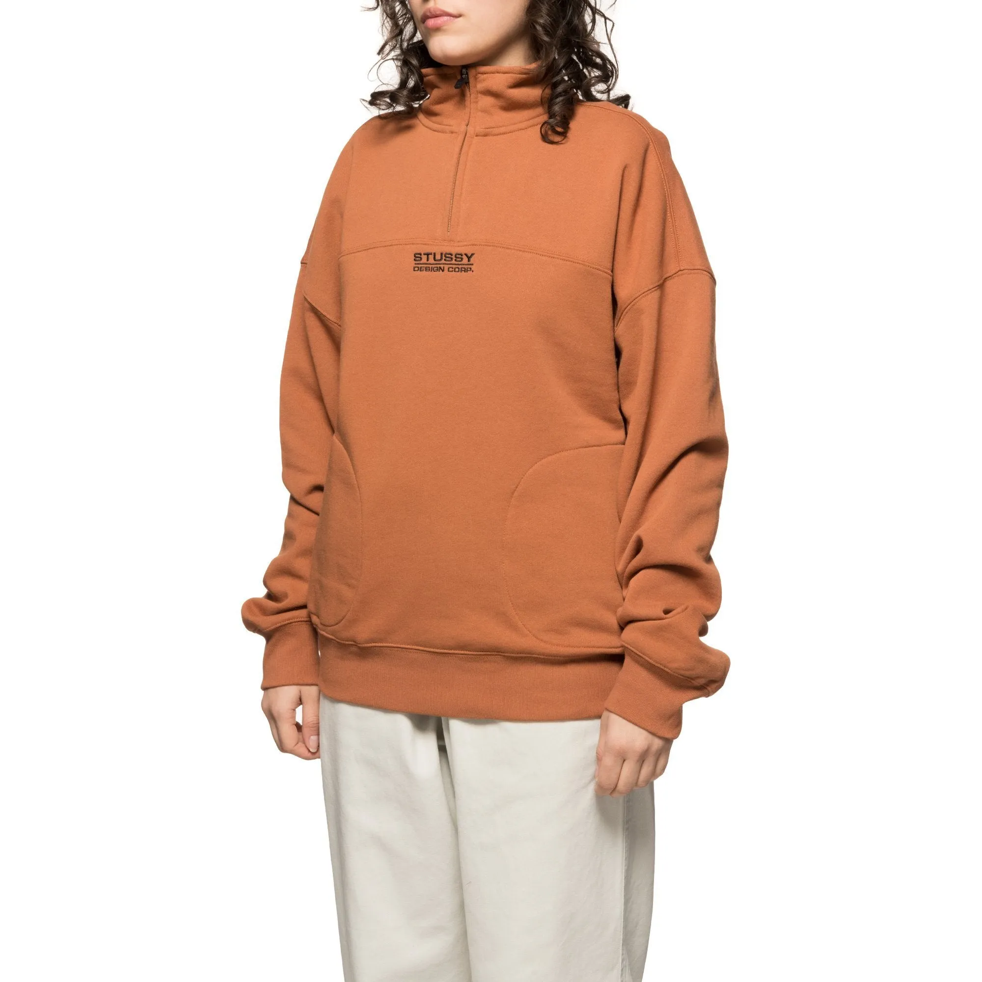 Stussy Mock Neck Half Zip Clay