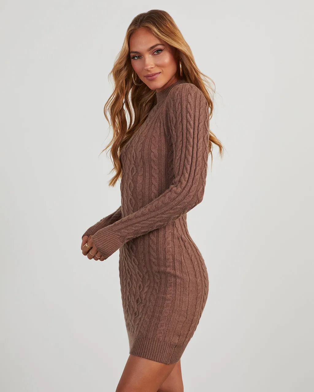 Terri Cable Knit Mini Sweater Dress