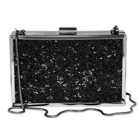 Women's Black Glitter Disco Clutch Bag