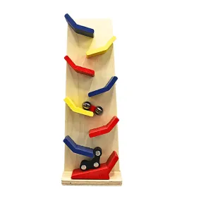 Wooden Small Slippery Cars Race Track playset- Multi Color